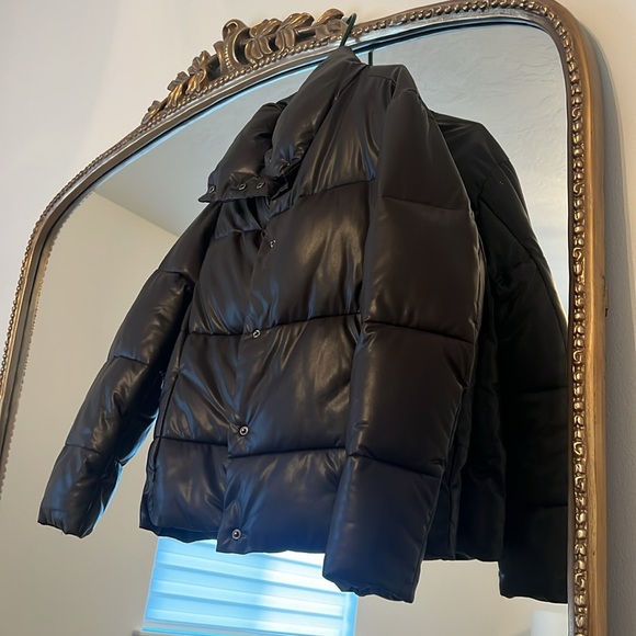 Zara chocolate brown leather puffer - Picture 4 of 4